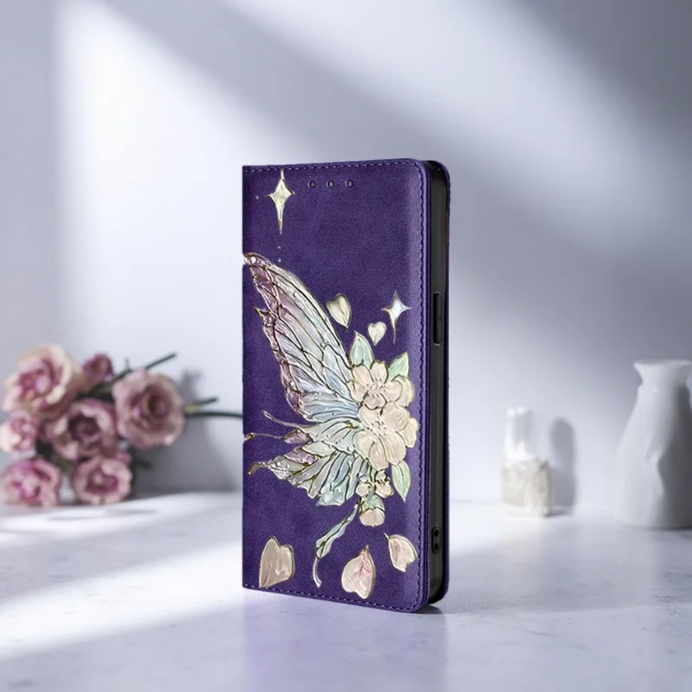 Samsung Galaxy S25 - Painted Magnetic Flip Leather Wallet Case